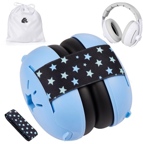 Lictin 2 in 1 Cuffie Neonato Antirumore -25dB,Protettori acustici per neonati, archetto regolabile, antiscivolo e antistress, protezione acustica ideale per neonati fino a 48 mesi