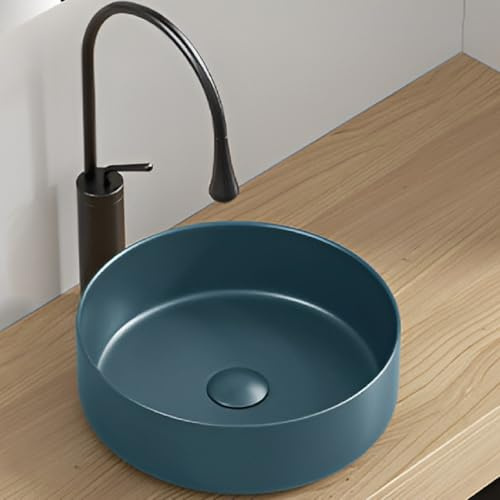 Badezimmer Waschbecken Aus Keramik, Konsolenwaschbecken, Eckwaschbecken, Rund Kunstwaschbecken Aufsatzwaschbecken Garderobenwaschbecken For Kleine Toiletten Waschtischunterschränke(Grün,40x40x12cm)