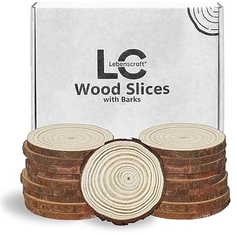 Rondin Tranche de Bois Deco Naturel Brut, 7-8 cm 18 pièces | sanc trou,rond,rondelles