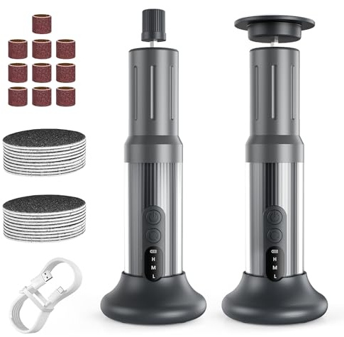 Gerbala Rimozione calli Elettrico, Calli Rimozione Piedi Ricaricabile 6 Velocità Regolabile Dispositivo Elettrico Pedicure Pedicure Set per Pelle Morta Rischiata Dura (Nero)