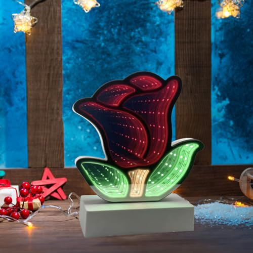 Luce notturna a LED a forma di tunnel a specchio infinito, insegna al neon, lampada 3D a tunnel, lampada da tavolo per feste e decorazioni per la casa (rosa)