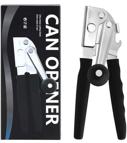 Heavy-Duty Manual Can Opener with Magnetic Lid Lifter | Easy-Turn Smooth Cutting | Comfortable Grip Kitchen Tool | Rust-Resistant Stainless Steel Design