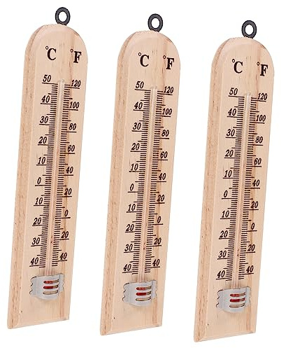 TOYZFRIENDY 3pezzi Termometro in Legno Multifunzionale Da Parete Misura Temperatura Interni Casa Sauna Serra e Uffici Display e Design Compatto Per Monitoraggio Ambienti