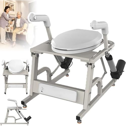 Poltrona WC con alzata elettrica, con copertura igienica, caratteristiche regolabili per comfort e sicurezza, ideale per anziani, disabili e persone incinte