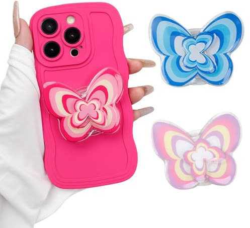 XFSRG Soporte para Movil con Diseño de Flores y Mariposas Agarre Colorido para Telemóvel Accesorios Movil Mesa Ideal Jóvenes y Adultos (2)