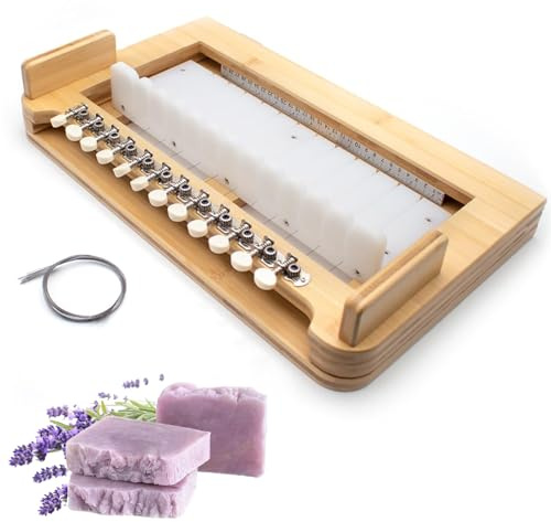 Wooden Soap Cutter, Multi Soap Loaf Cutter with 12 Wires, Cutting Intervalis 2.5cm, Cutting Length Within 30cm, Height Within 10cm, Bamboo DIY Soap Making Kit, for Handmade Soap, Cheese