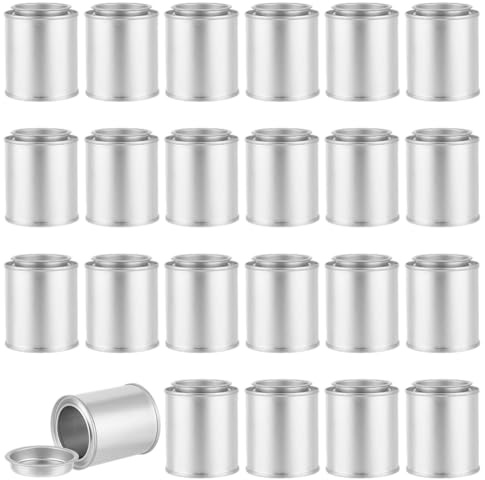 OLYCRAFT 24pcs Empty Metal Paint Cans with Lids Sliver Quart Metal Paint Pails Empty Pint Paint Cans Multipurpose Storage Containers Unlined Tinplate Paint Cans Value Pack for DIY and Paints Storage