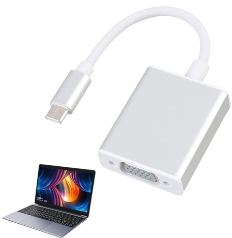 USB C to VGA Adapter, USB C 3.1 Male to VGA Female Adapter, VGA Converter, Compatible with MacBook Pro 2019/2020/2021, iPad Pro, Samsung Galaxy, Dell XPS, Surface Book, and More (White)