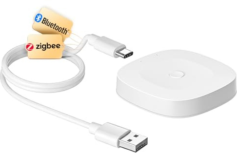 MOES Zigbee & BLE Gateway für Tuya Geräte, Multimode Smart Home Hub Steuerzentrale, Typ-C Anschluss, kompatibel mit Tuya/Smart Life App, Bridge für 128 Geräte, 30m Reichweite (2.4GHz WiFi) | Intelligente kabellose kompatible Produkte, Smart Life Home, Sprachsteuerung über Alexa Google Home