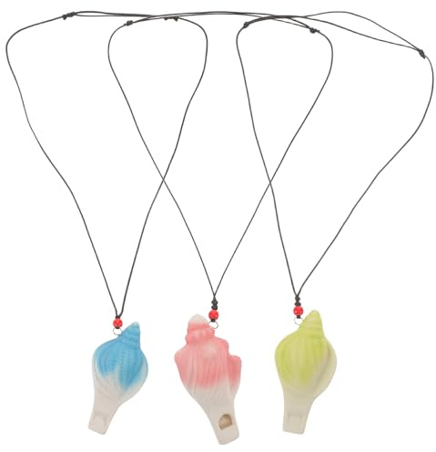 iplusmile Lot de 3 Sifflets en Céramique Colorés Forme Conque 75 X 38 X 25 CM Sifflet pour Fête Carnaval et Anniversaire et Sonore pour Paquet de Friandises