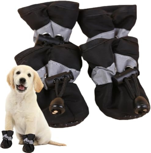 Hundeschuhe Pfotenschutz, Plüsch Hundestiefel Winter, Hundeschuhe Wasserdicht, Hund Schneestiefel, Bequeme Atmungsaktive, wasserdichte Hunde Schuhe, für kleine, Mittlere und Große (#S)