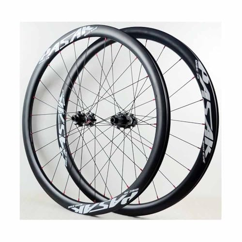 Slanglösa Hjulset 700C Landsvägscyklar Fram Bakhjul 38mm Kolfälgar, F15/12 * 100mm R12*142mm Genomgående Axel 7-12växlad Kassett, Center Lock Skivbroms, För 23-45C Däck(Black White,F12 R12-tubeless)