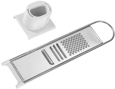 Angoily Râpe à Ail Manuelle Protège-main en Plastique Blanc, Râpe Légumes et Fromage Compacte, Outil Cuisine Pratique pour Pommes de Terre, Gingembre et Assaisonnement, Sécurité