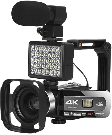 Caméscope 4K WiFi Caméras Web Numériques UHD for La Photographie Enregistreur Vidéo À Mise Au Point Automatique avec Zoom 18X Prend Netteté Fluidité(32G SD Card,Outfit 2)