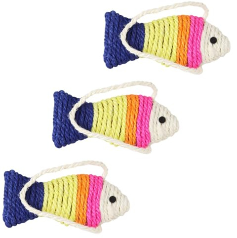 BESTOMZ 3 Piezas Juguete para Gatos de Sisal Pequeño Cuerda, Tablero Rascador para Gatitos en Color Aleatorio, Alfombrilla Interactiva para Rascar y Ejercicio en Casa