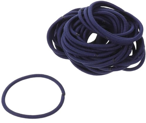 SKISUNO 100 Stück Haargummis aus Nylon 3mm Elastisch Sanfter Halt Schonend für Empfindliche Kopfhaut Geeignet für Schule und Tanzen in Navy Farbe
