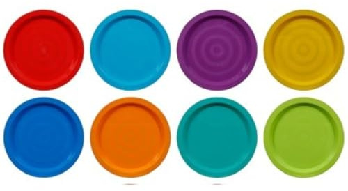Fingey Lot de 8 assiettes et gobelets en plastique pour jardin et pique-nique, passent au micro-ondes, couleurs assorties, Plastique, Plates