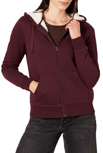 Amazon Essentials Damen Sherpa-Fleecejacke mit durchgehendem Reißverschluss und Kapuze