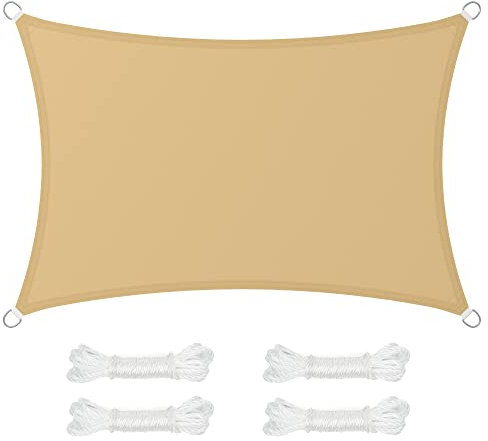 SONGMICS GSH23EY - Tenda parasole impermeabile 2 x 3 m, con colonna d'acqua da 665 mm, protezione solare in poliestere antistrappo, protezione dai raggi UV al 93%, per terrazza, giardino, balcone