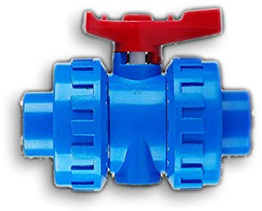 Ball Valve PVC Valve 2-Way Double Union Solvent Weld (Glue) & BSP (Threaded) for Water Supply Pipe Connection (50mm)