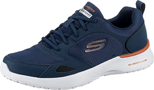 Skechers SKECH-AIR DYNAMIGHT VENTURIK, Zapatillas de deporte para Hombre, Nvy Synthetc/Textile /Orange Trim, 41 EU
