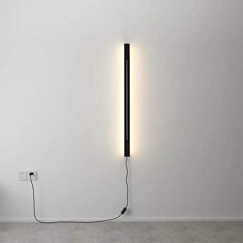 MOLOURK LED Wandleuchte Innen Schwarz Wandlampe Mit Schalter Acryl Spiegelleuchte Lange Lichtleiste Warmweiß Wandbeleuchtung Badlampe für Badzimmer Schlafzimmer Wohnzimmer Treppen (Mit Schalter,150CM)