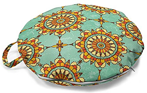 ABAKUHAUS marokkanisch Rundes Bodenkissen mit Griff, Eastern Victorian Formular, dekoratives Kissen für Wohnzimmer & Schlafsäle, 45 cm, Mint orange