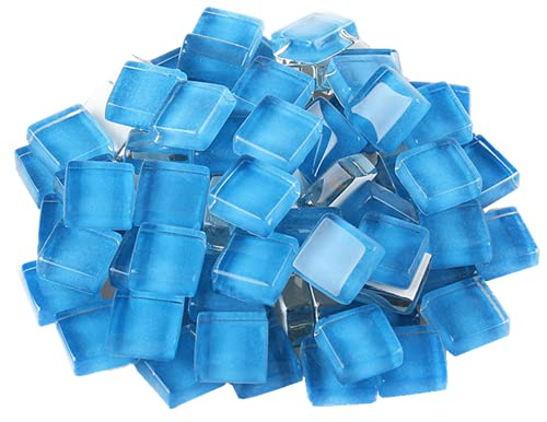 Anktily Carreaux de mosaïque en verre 200 g Carrés Pierres de mosaïque en cristal Pièces de verre pour décoration artisanale, 1 x 1 cm (Bleu)
