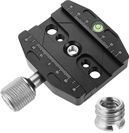 Aupoko 70mm Universal Klemme Adapter QR-70, Universal Klemme für Stativkopf, Quick Release Plate Clamp mit 1/4 auf 3/8 Adapter Kompatibel mit Arca Swiss Kugelkopf