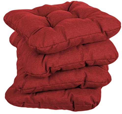Gutekissen® Stuhlkissen gesteppt Polsterauflage Auflage für Stühle/Bänke für Haus und Garten Sitzauflage Gartenkissen Sitzkissen viele Farben PI1 (45x45, Rot, 1)
