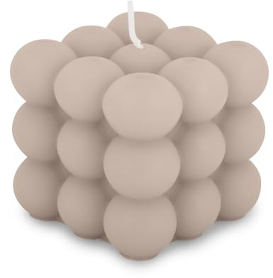 pajoma® Bubble Kerze Warmgrau | Candle aus 20% Soy Wax + 80% Paraffin | Brenndauer ca. 25 Stunden - H 6 cm Ø 6 cm, 160 g Wachsgewicht | Äshetische Sojawachs Candle für Wohnkultur
