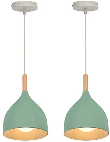 WOTTES 2PCS Pendelleuchte Industrial Lampenschirm Hängelampe Moderner Stil Deckenlampe E27 Lampe Metall Schöne Küchenlampe Beleuchtung Innen für Schlafzimmer, Kinderzimmer, Wohnzimmer