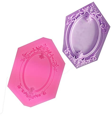 LYCREW Stampo Per Zucchero Flip 2 Pezzi Stampo Fondente Ovale Europeo Pizzo Finestra Torta Silicone Stampo Foto Cornice Cioccolato Torta Stampo Strumento Di Cottura