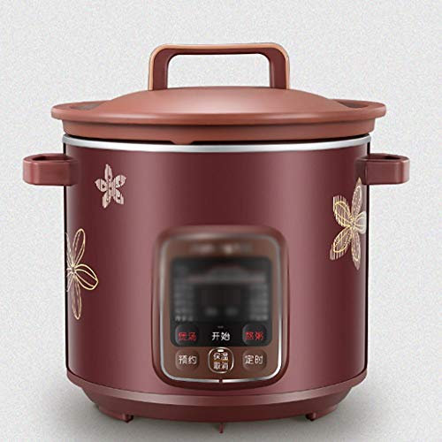 OQHAIR Olla eléctrica de gachas de Avena, Olla de Arcilla Morada, artefacto para estofado, cazuela eléctrica de cerámica para la Salud, automática para el hogar