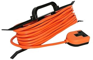 Mr. Gadget's Solutions 13 AMP Plug to 1 Gang Rubberised Socket Orange Outdoor Garden Extension Lead with H-Frame Cable Carrier-10M