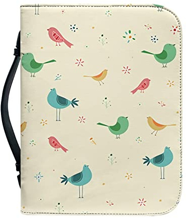 Kuiaobaty Buchhülle für Notizbuch, Bibel, Roman, Reißverschluss, Kunstleder, mit Stifthalter, Weizenfarben, birds