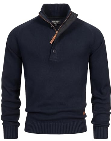 Indicode Hombres INIsalu Jersey confeccionado en 80% algodón con Cuello Alto Navy M