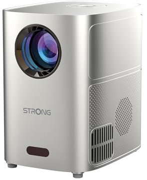 STRONG - Mini proiettore Wifi Bluetooth Q1 - Risoluzione HD 720p compatibile Full HD 1080p - 180 ANSI Lumens - Distanza di proiezione da 0,85 a 2,9 m - Connettività HDMI/USB/AV + Altoparlanti - Grigio
