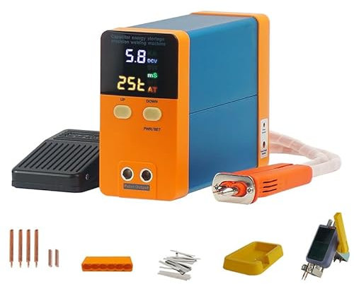 McbeAn Saldatrice a Punti a Batteria, Saldatrice a Punti con Accumulo di Energia a Induzione da 11,6 KW, può Saldare Nichel Puro da 0,35 Mm E Nichel Puro da 0,3 Mm, per Batteria al Litio, Batteria