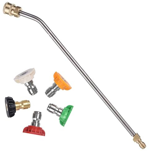 Varita de extensión de lanza para lavadora a presión, extensión de varita de lanza, varillas curvadas de 30°, conexión rápida de 1/4 pulgadas