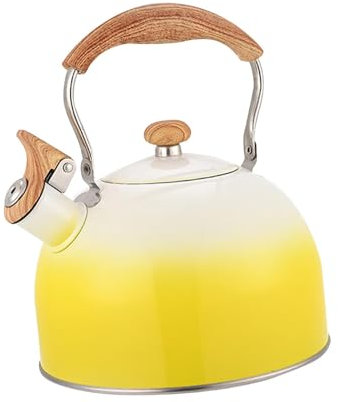 F Fityle Bouilloire à thé sifflante Universelle avec Couvercle de Bec, sifflet Fort, Bouilloire de randonnée, théière, Bouilloire pour intérieur et extérieur, Jaune