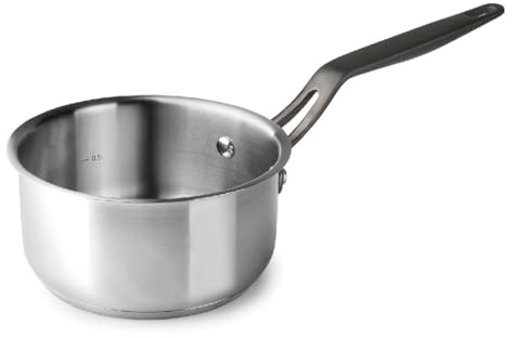Lacor 47216 - Cazo Recto Origin, Acero Inoxidable 18/10, Mango Acero | En acero inox 18/10, para salsas, leche y raciones pequeñas; apto para inducción y horno, apto para lavavajillas