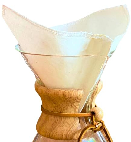 Lot de 5 filtres à café réutilisables 100 % coton | Tissu naturel non blanchi | Alternative zéro déchet et écologique (3 à 10 tasses) (5)