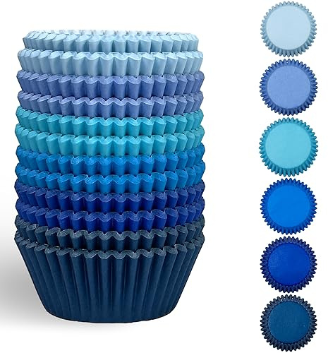 Gcardist Standard 300-Count Cupcake Liners 6 Solid Blue Colors Cupcake Cups Food Grade Cupcake Papers Baking Cups Cupcake Wrappers (Standard Size)