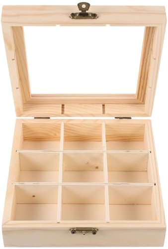 BESTonZON Wooden Tea Box-Tea Organizers and Storage-Tea Bag Organizer-Tea Storage-Tea Box Organizer-Tea Bag Holder-Tea Accessories- Compartment Tea Box-Tea Station-Coffee Shelf for Coffee Bar