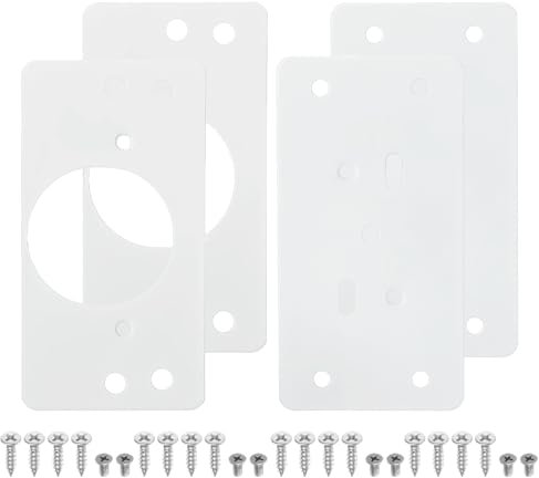 sourcing map 2 Set 90x47mm / 3.54x1.85 Cabinet Hinges Repair Plates Kit, Stainless Steel Hinge Repair Brackets for Wooden Kitchen Cupboard Furniture Door, White