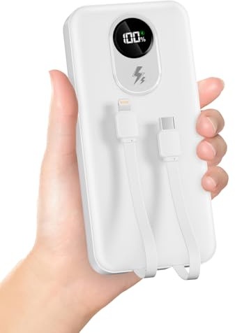 Batterie Externe 30000mah: PD 22.5W Power Bank Charge Rapide avec integriertem Kabel Gande Capacité et 4 Sorties et 2 Entrées