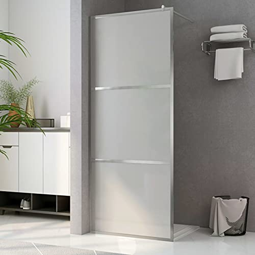ShGaxin Begehbare Duschwand mit voll mattiertem ESG-Glas, Duschrückwand, Duschabtrennung, Glaswand Dusche, Duschglaswand, Duschtrennwand, 90x195 cm