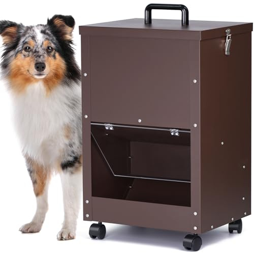 Automatic Dog Drink, 20 kg, Galvanised Dog Food, Gravity Feeder, Extra Large Self-Feeding Dog Feeder, Automatic Pet Feeder, Easy to Move with Wheels