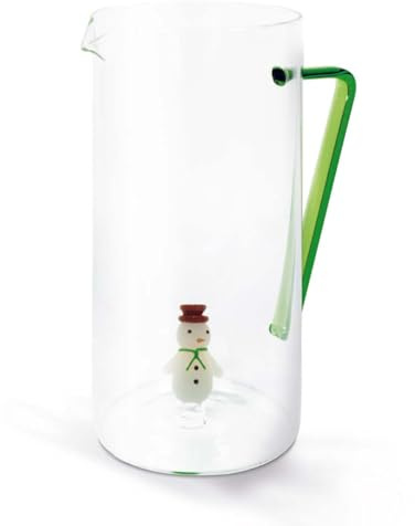 Wd Lifestyle - Caraffa in Vetro Borosilicato 1,2l con Decorazione Interna a Forma di Pupazzo di Neve